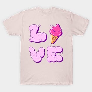 Retro Ice cream Sweet  - Love T-Shirt